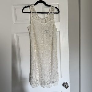 Mud Pie White Crochet Overlay Dress